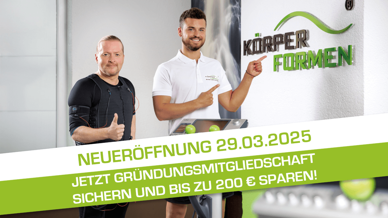 Neueröffnung am 29.03.2025 in Körperformen Karlsruhe Knielingen. Jetzt Gründungsmitgliedschaft sichern und bis zu 200 € sparen!